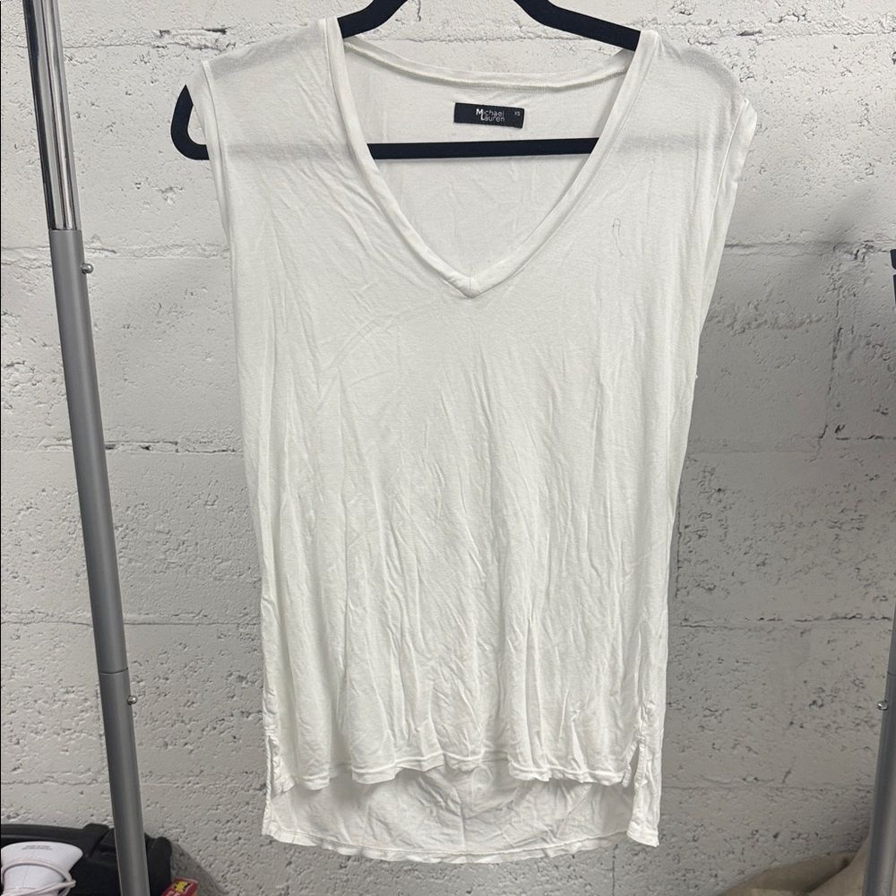 Michael Lauren White V-Neck Tank Top Sleeveless Top Size XS